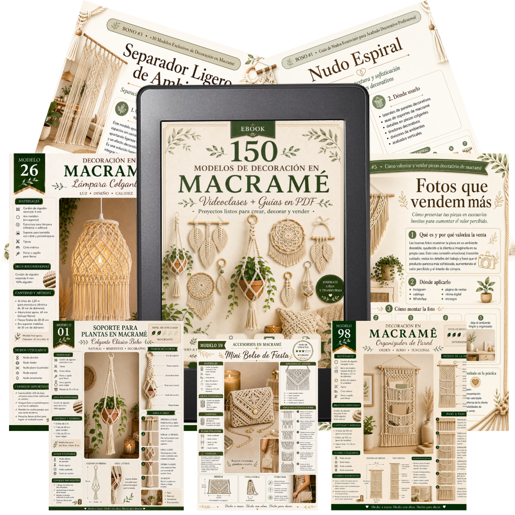 Mockup +150 Modelos de Decoraci&oacute;n en Macram&eacute;
